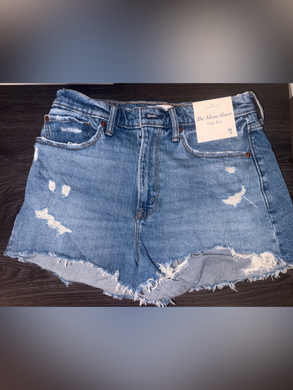 Abercrombie & Fitch Distressed Light Blue Denim Shorts